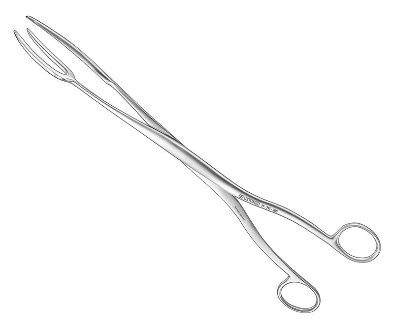 Sterilizing forceps, 30 cm, 1 x 2 prongs