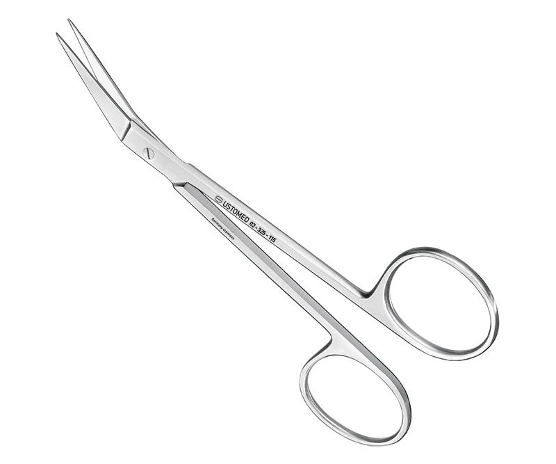 Suture-/gum scissors, 11, 5 cm, angled