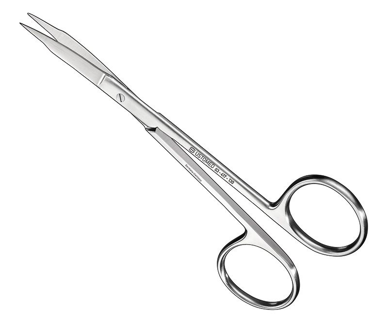 FOX, suture-/gum scissors, 13cm, cvd., serr.