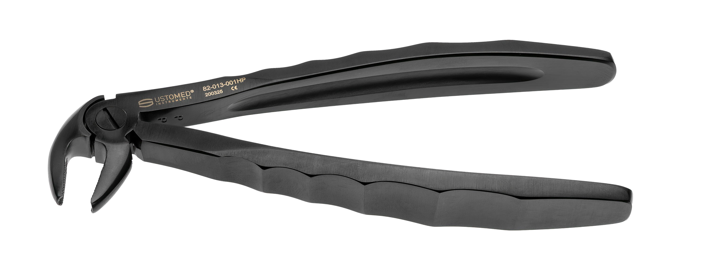 Tooth forceps – lower jaw anterior, fig. 13A, black DLC coating, BLACK SPINE series – secure grip