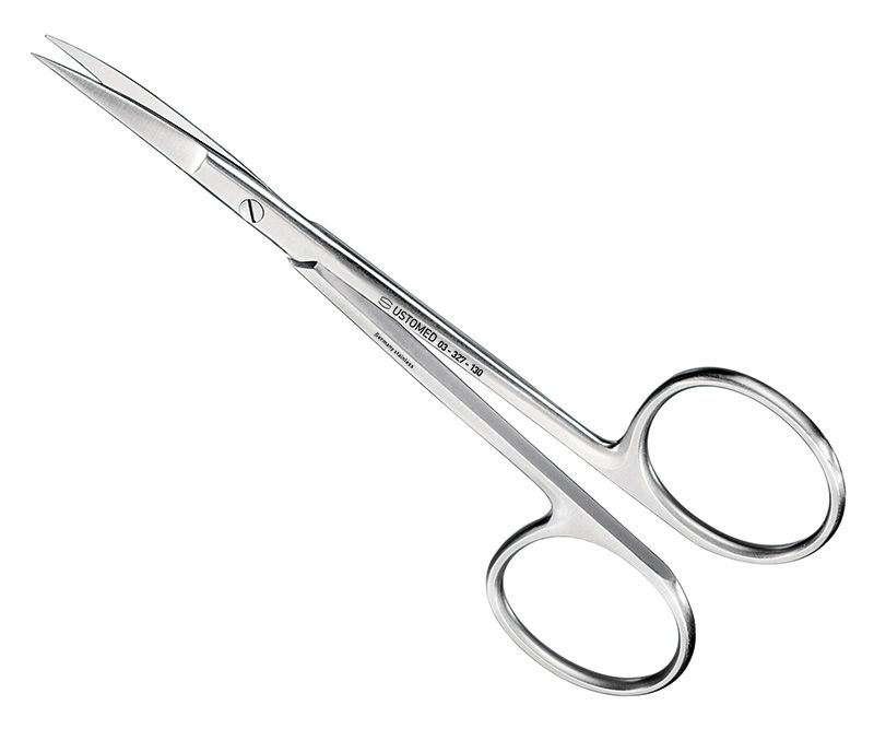 Suture-/gum scissors, 13 cm, curved