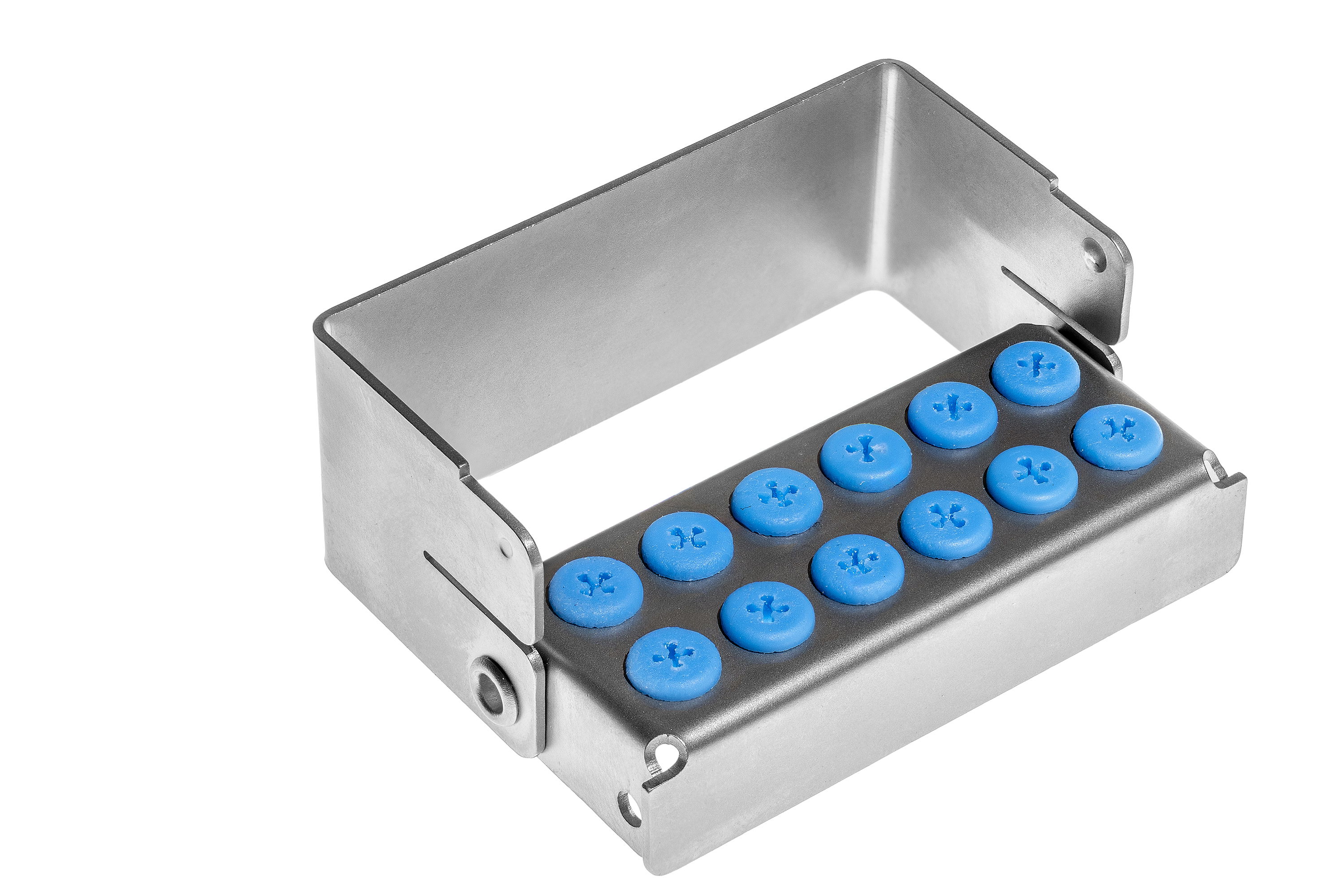 Bohrerständer – für 12 Instrumente, inkl. 12 Silikon-Plugs blau – kompakt organisiert