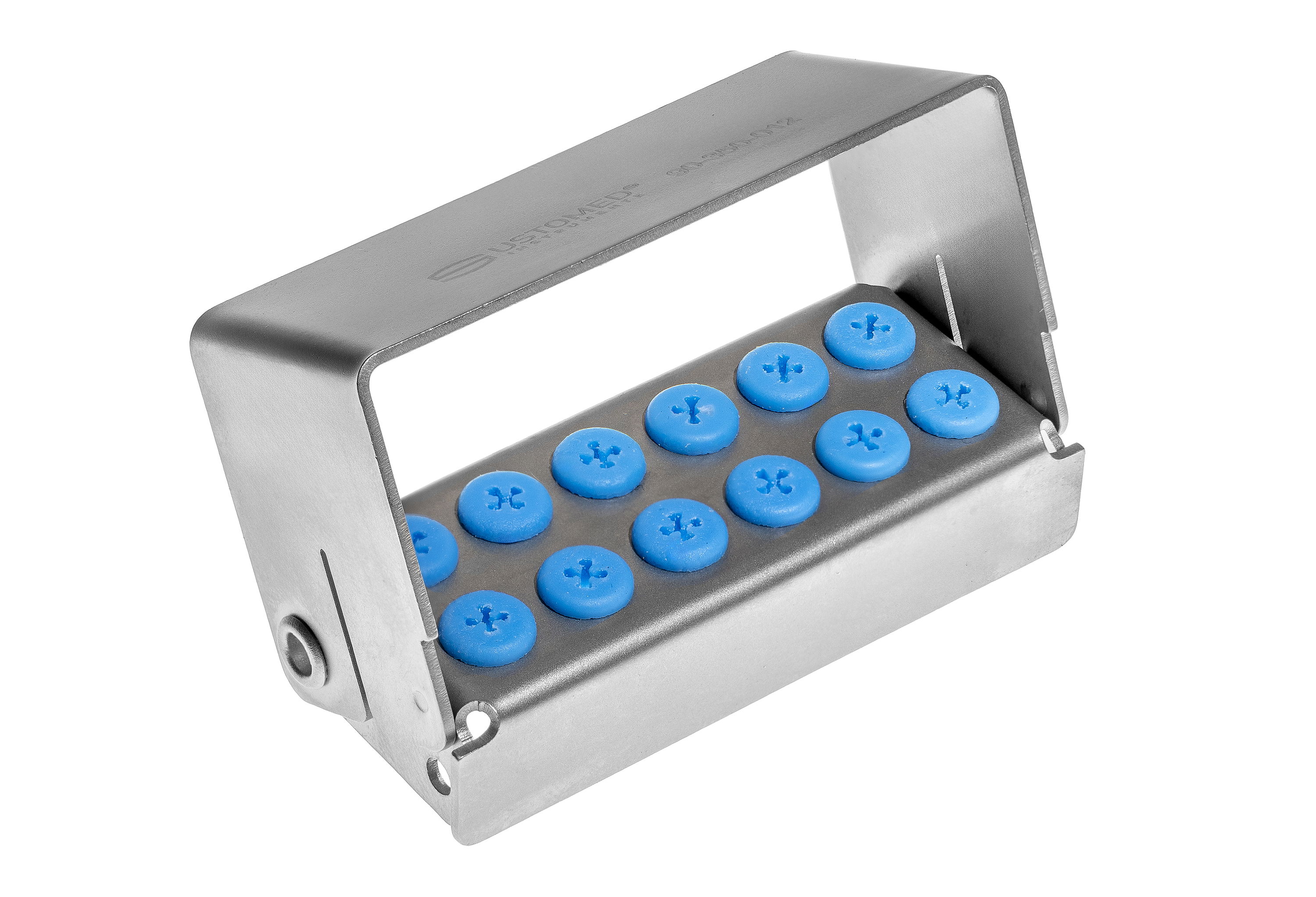 Bohrerständer – für 12 Instrumente, inkl. 12 Silikon-Plugs blau – kompakt organisiert