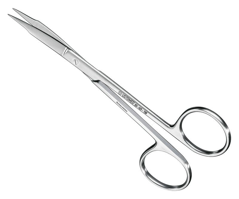 FOX, suture-/gum scissors, 13cm, cvd., plain