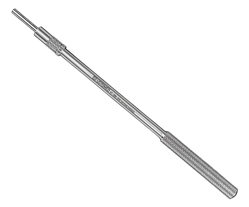 Bone Condenser, gerader Schaft, Spitze konkav, 3,0 mm Durchmesser, zylindrisch, mit stufenlos verstellbarer Tiefenmark.
